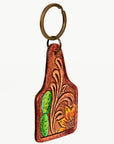 American Darling ADKR188 Hand Tooled Carved Genuine Leather Keyring