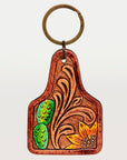 American Darling ADKR188 Hand Tooled Carved Genuine Leather Keyring