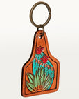 American Darling ADKR189 Hand Tooled Carved Genuine Leather Keyring