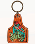 American Darling ADKR189 Hand Tooled Carved Genuine Leather Keyring