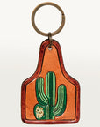 American Darling ADKR190 Hand Tooled Carved Genuine Leather Keyring