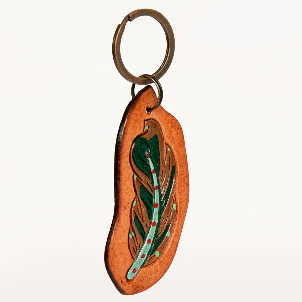 American Darling ADKR198 Hand Tooled Carved Genuine Leather Keyring