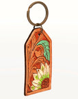 American Darling ADKR199 Hand Tooled Carved Genuine Leather Keyring