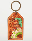 American Darling ADKR199 Hand Tooled Carved Genuine Leather Keyring