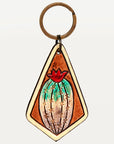 American Darling ADKR203 Hand Tooled Carved Genuine Leather Keyring