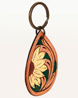 American Darling ADKR206 Hand Tooled Carved Genuine Leather Keyring