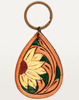 American Darling ADKR206 Hand Tooled Carved Genuine Leather Keyring