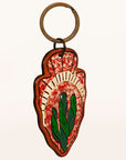 American Darling ADKR207 Hand Tooled Carved Genuine Leather Keyring
