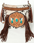 American Darling ADBGA241B Large Crossbody Hand Tooled Hair On Genuine Leather women bag western handbag purse