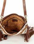American Darling ADBGA241B Large Crossbody Hand Tooled Hair On Genuine Leather women bag western handbag purse