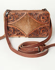 American Darling ADBG805 Clutch Hand Tooled Hair-On Genuine Leather Women Bag Western Handbag Purse