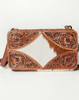 American Darling ADBG805 Clutch Hand Tooled Hair-On Genuine Leather Women Bag Western Handbag Purse
