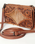 American Darling ADBG805 Clutch Hand Tooled Hair-On Genuine Leather Women Bag Western Handbag Purse