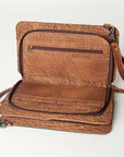 American Darling ADBG806 Clutch Hand Tooled Hair-On Genuine Leather Women Bag Western Handbag Purse