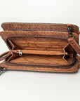 American Darling ADBG806 Clutch Hand Tooled Hair-On Genuine Leather Women Bag Western Handbag Purse