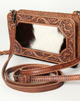 American Darling ADBG806 Clutch Hand Tooled Hair-On Genuine Leather Women Bag Western Handbag Purse