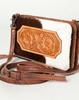 American Darling Clutch Hand Tooled Hair on Genuine Leather Western Women Bag Handbag Purse | Crossbody for Cute
