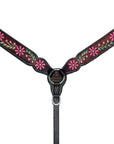 Bar H Equine Horse Leather Floral Hand Painted Breast Collar Brown