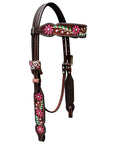 Bar H Equine Horse Leather Floral Hand Painted Breast Collar Brown