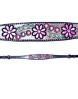 Bar H Equine Horse Leather Floral Hand Painted Breast Collar Brown