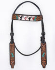 Bar H Equine American Leather Horse Saddle Tack One Ear Headstall Brown