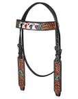 Bar H Equine American Leather Horse Saddle Tack One Ear Headstall Brown