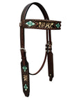 Bar H Equine Western Horse Floral Genuine American Leather Breast Collar Headstall Tack Set