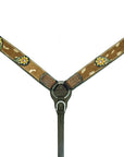 Bar H Equine Premium Hand Tooled Leather Stainless Steel Hardware Breast Collar Brown