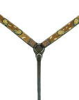 Bar H Equine Premium Hand Tooled Leather Stainless Steel Hardware Breast Collar Brown