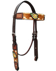 Bar H Equine Premium Hand Tooled Leather Stainless Steel Hardware Breast Collar Brown