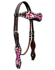 Bar H Equine Genuine Western American Leather Horse Premium Headstall & Breast Collar Set