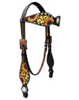 Bar H Equine Genuine Western American Leather Horse Premium Headstall & Breast Collar Set