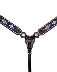 Bar H Equine Genuine Western American Leather Horse Premium Headstall & Breast Collar Set