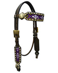 Bar H Equine Genuine Western American Leather Horse Premium Headstall & Breast Collar Set