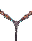 Bar H Equine Genuine Western American Leather Horse Premium Headstall & Breast Collar Set