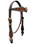 Bar H Equine Genuine Western American Leather Horse Premium Headstall & Breast Collar Set