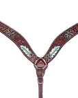 Bar H Equine Genuine Western American Leather Horse Premium Headstall & Breast Collar Set