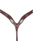 Bar H Equine Genuine Western American Leather Horse Premium Headstall & Breast Collar Set