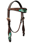 Bar H Equine Genuine Western American Leather Horse Premium Headstall & Breast Collar Set
