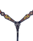 Bar H Equine Genuine Western American Leather Horse Premium Headstall & Breast Collar Set