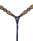 Bar H Equine Genuine Western American Leather Horse Premium Headstall & Breast Collar Set