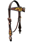 Bar H Equine Genuine Western American Leather Horse Premium Headstall & Breast Collar Set