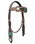 Bar H Equine Genuine Western American Leather Horse Premium Headstall & Breast Collar Set