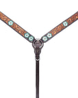 Bar H Equine Genuine Western American Leather Horse Premium Headstall & Breast Collar Set