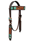 Bar H Equine Genuine Western American Leather Horse Premium Headstall & Breast Collar Set