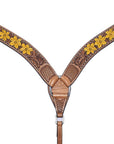 BAR H EQUINE Western Leather Horse Headstall & Breast Collar & Wither Strap