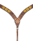 BAR H EQUINE Western Leather Horse Headstall & Breast Collar & Wither Strap