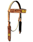 BAR H EQUINE Western Leather Horse Headstall & Breast Collar & Wither Strap