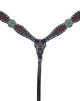 Bar H Equine Genuine Western American Leather Horse Premium Headstall & Breast Collar Set