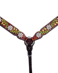 Bar H Equine Genuine Western American Leather Horse Premium Headstall & Breast Collar Set